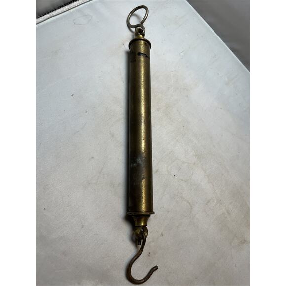 Vintage Antique Hanging Scale 5 lb Chatillon NY U.S.A. Brass Fish - Picture 2 of 4